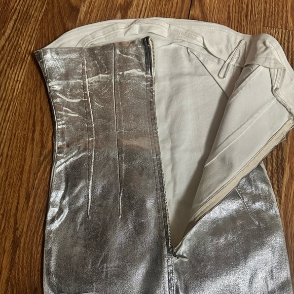 ZARA WOMAN NWT ZW FITTED DRESS METALLIC SILVER SIZE XS - Picture 9 of 15